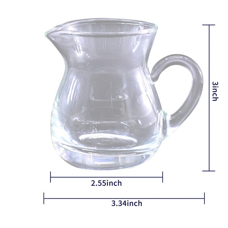DGQ Classic Glass Creamer Pitcher with Handle 4oz Pack of 2 Milk Pourer Mini Creamer for Coffee Tea Maple Syrup Serving - Image 4